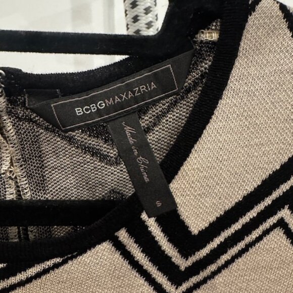 BCBG MaxAzria Keeley Black/Beige Zigzag Silk Blend Sweater Dress, Size S - Picture 5 of 6